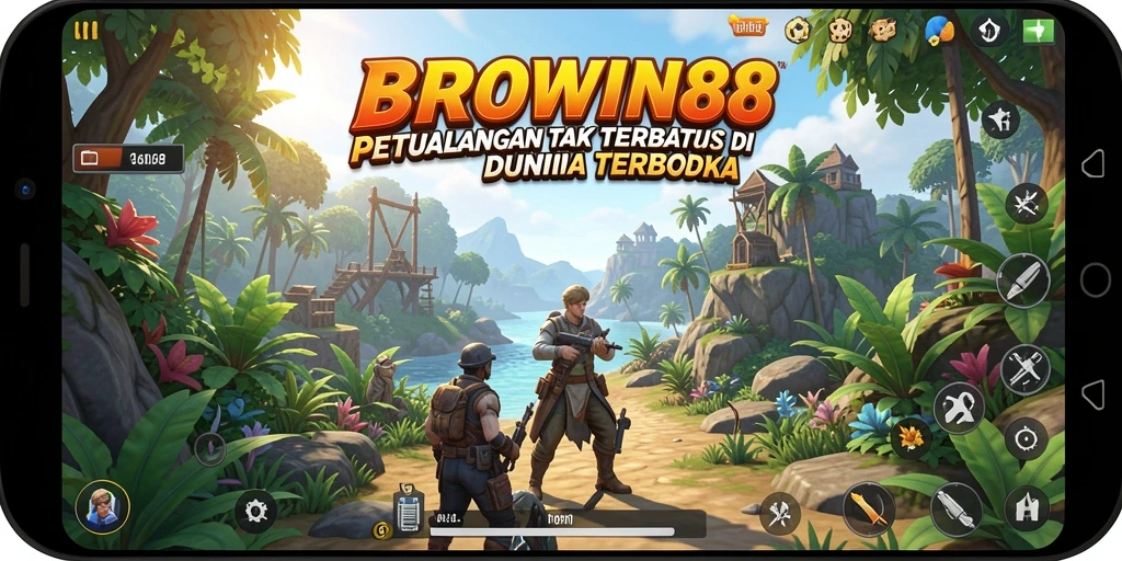 Screenshot menampilkan gameplay eksplorasi dunia terbuka di BROWIN88.