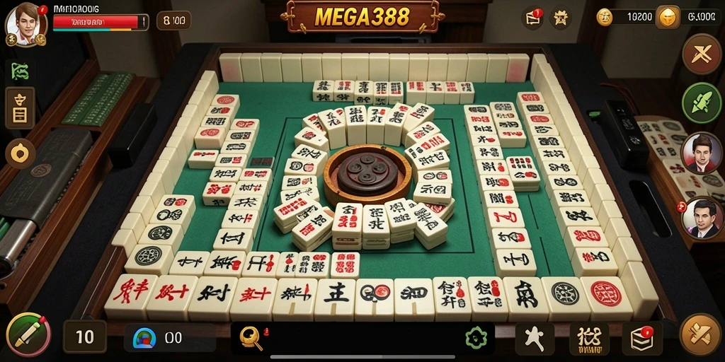 Tampilan gameplay seru dalam MEGA388 permainan Mahjong.