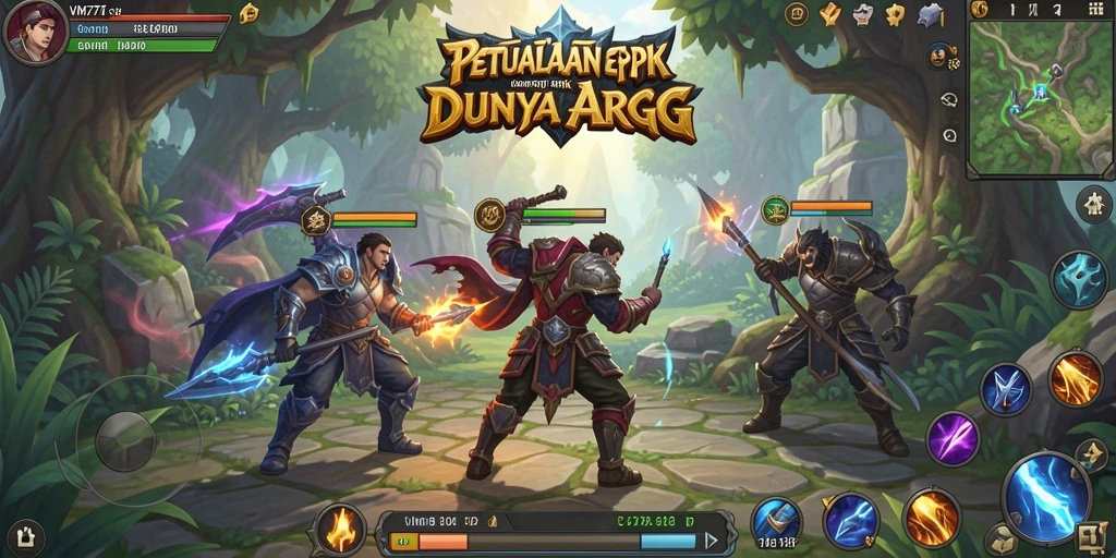Tangkapan layar utama VM777 menunjukkan pertarungan epik dalam dunia ARPG.